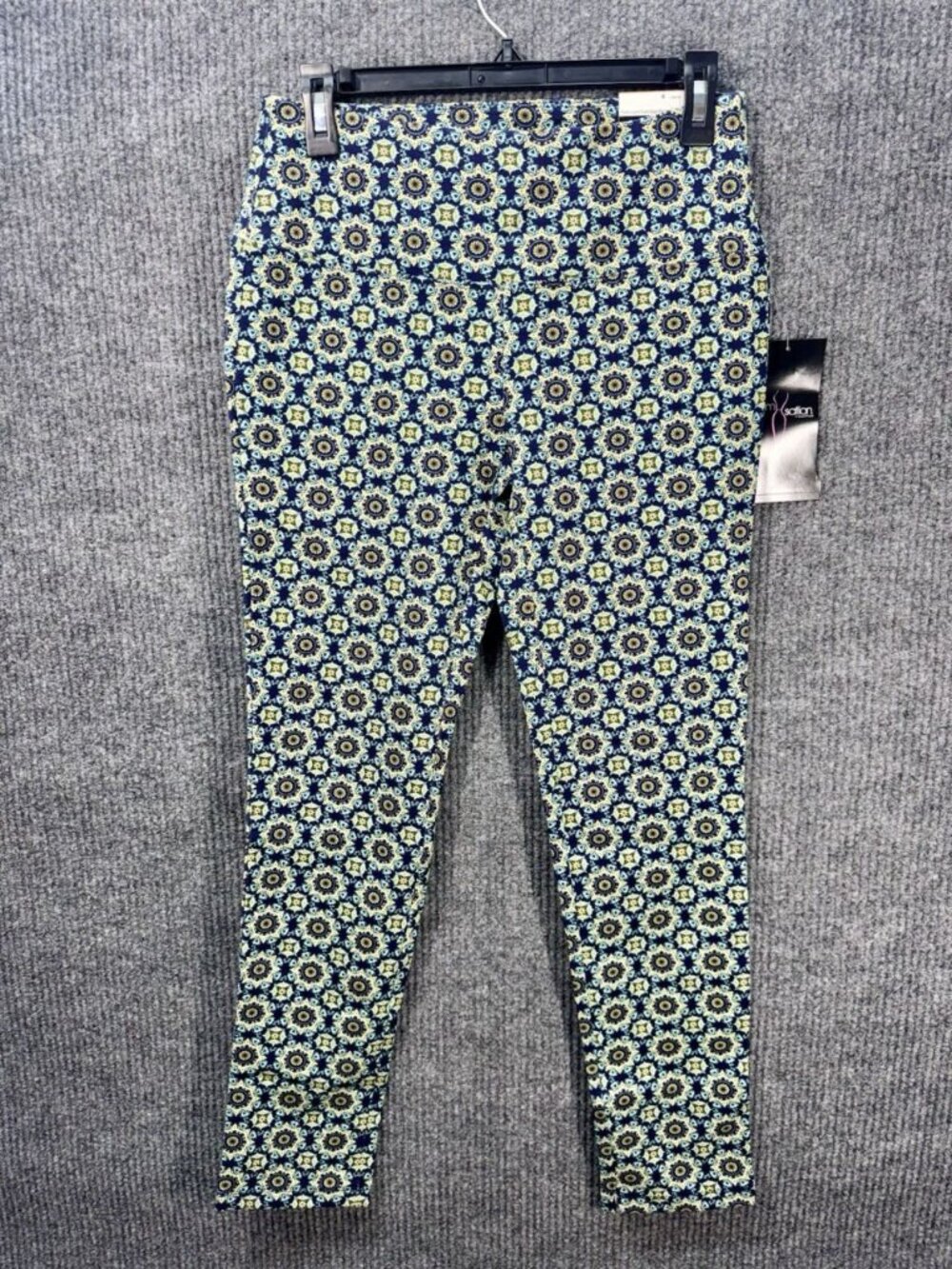 Slim-Sation Multiples Leggings Womens Small Blue Medallion Pants Tummy Control